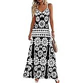 Zenlonr Womens Summer 2026 Wedding Guest Maxi Dresses Sphagetti Strap V Neck Floral Boho Long Dress Vacation