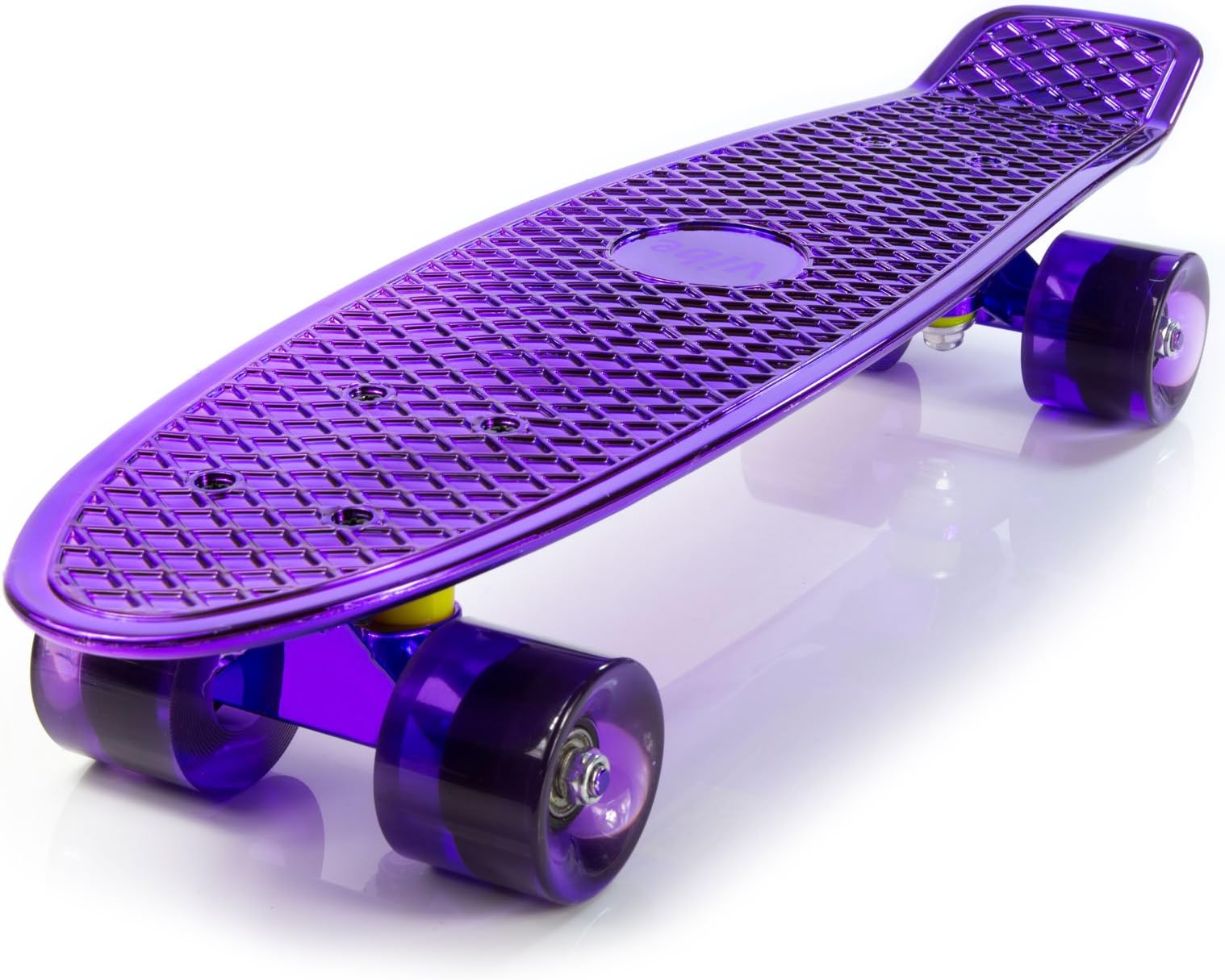 VIBE® Retro Cruiser Plastic Mini Skates Skateboard Skater 22" X 6" Inch Complete Deck Board Skateboards ABEC 7 Wheels - largest colour range (Chrome Purple)