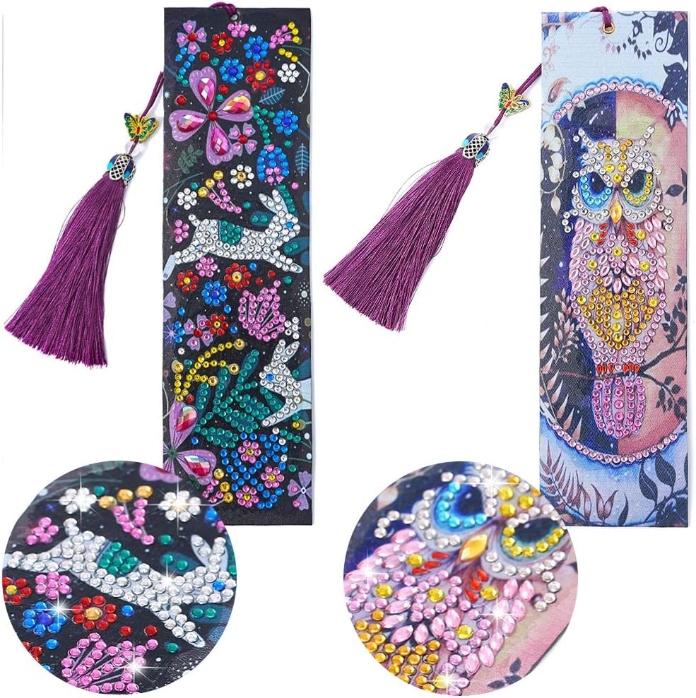 Amazon.com: 2Pcs 5D Diamond Painting Bookmarks Kits - Embroidery Cute