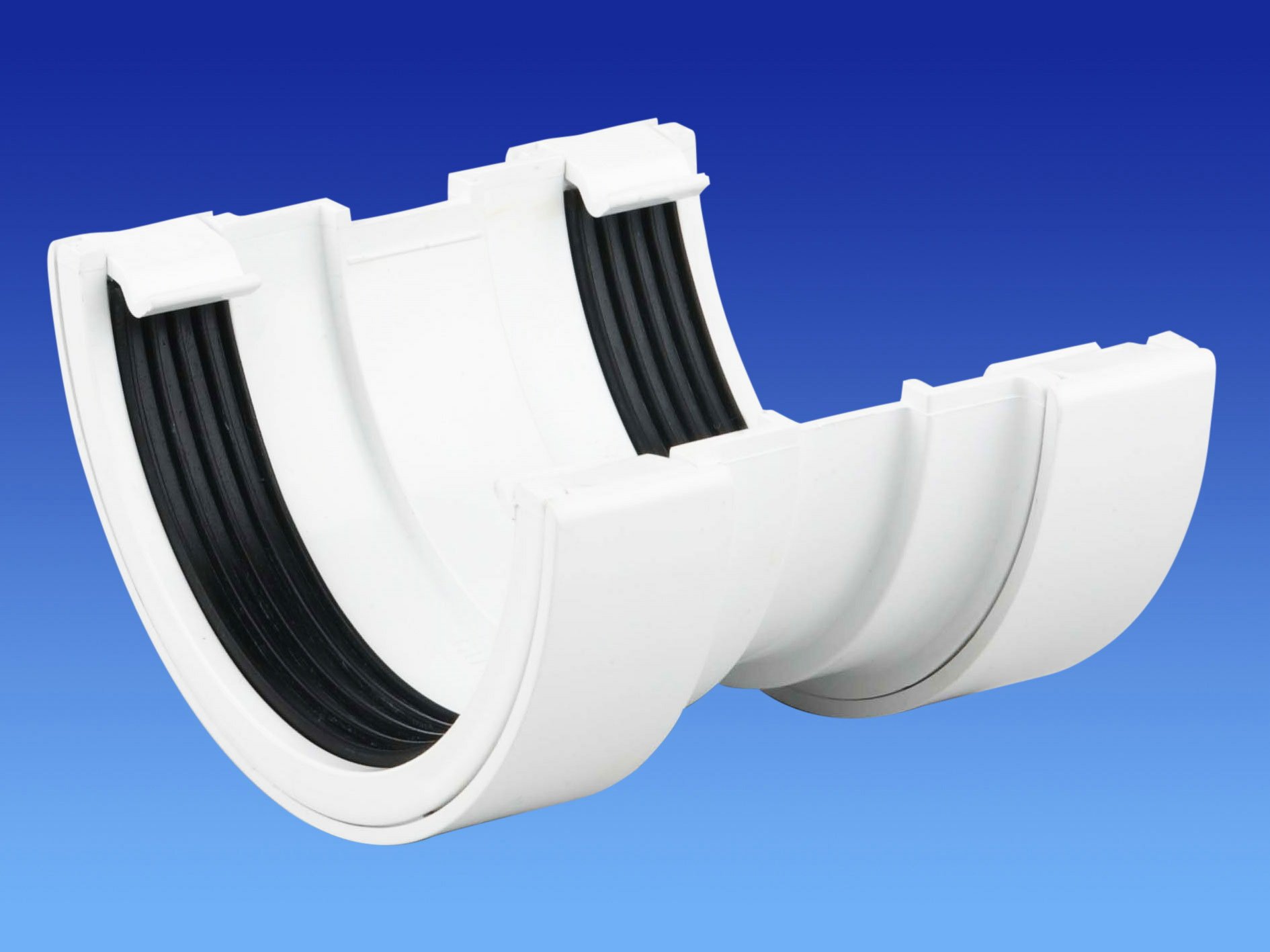 Wavin OSMA Roundline Gutter Union 112mm White 0T009w