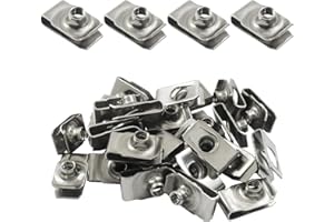 Hordion 40Pcs 1/4" - 20 Regular Extruded U Nuts, Stainless Steel U Style Clip-on Nut U-Type Fasteners for Automotive Furnitur