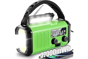 QAUYYW 37000mWh Emergency Hand Crank Radio AM/FM with LED Flashlight Solar Radio, Portable Weather Radio, Emergency Cell Phone Charger for Family Outdoor Camping and Emergency Rescue Us