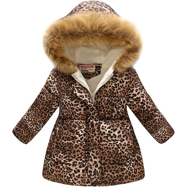 Girls' Camouflage Hooded Puffer Jacket – Faux Fur Trim, Ages 2-13 Years, 100% Polyester