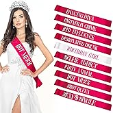 Weewooday 10 Pieces Birthday Sash for Women Happy Birthday Sash for Queen Party Favors, 2 Colors(Pink, White)