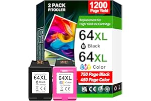 High Yield 64XL Ink Cartridges Combo Pack Compatible for HP 64 Ink Cartridge, Replacement for HP Ink 64, Works with Envy Phot