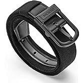 MACBORO Stretch Golf Belt for Men – TSA Approved, Hypoallergenic, Non-Metal, Black Nylon with Leather Tab 1.38"