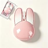 Wireless Mouse Cute Pink Mouse Kawaii Bunny Shape Rabbit Design Portable Silent Lightweight Quiet Cordless USB Optical Cordless Mice for PC Laptop Computer Mac MacBook Pro Desktop HP Kids Girls Gift