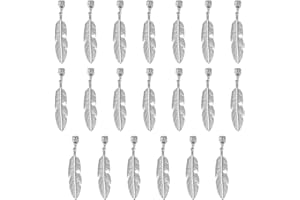 SUPERFINDINGS 10 Pairs Feather Bolo Tie Tips Alloy Bolo Tie Replacement End Caps Tibetan Silver Bolo Tie Findings Dangle Feather Pendants Bolo Tie Ends 7.5mm Inner Diameter