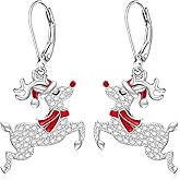 Christmas Earrings for Women Reindeer Earrings Sterling Silver Reindeer Dangle Deer Holiday Gifts for Christmas