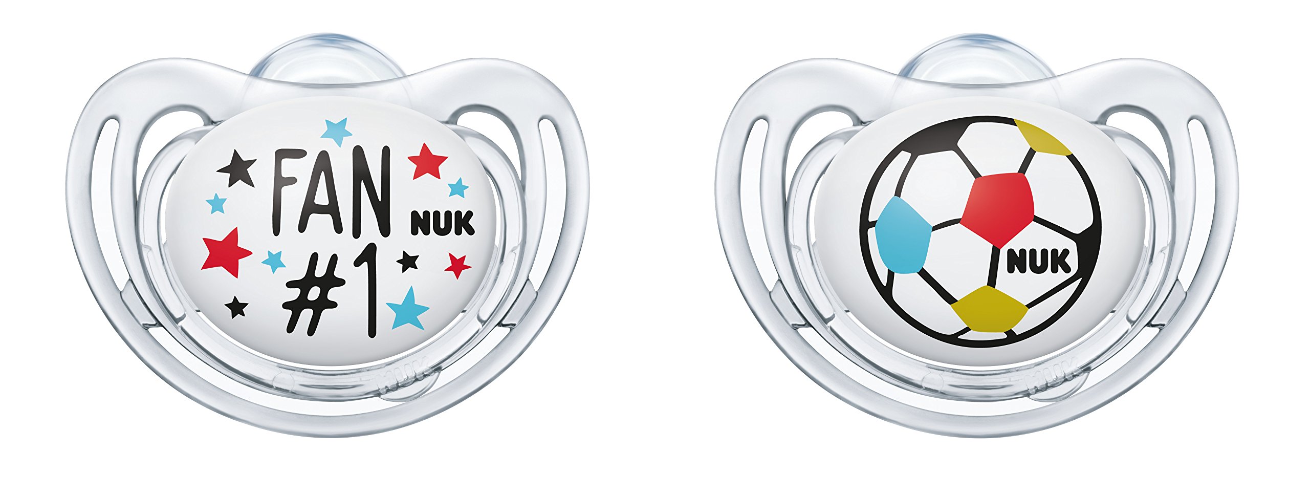 NUK Freestyle Silicone Dummy Football Edition Fan Ball and 10177117 2-Pack Orthodontic Ball Original (Set of 2)