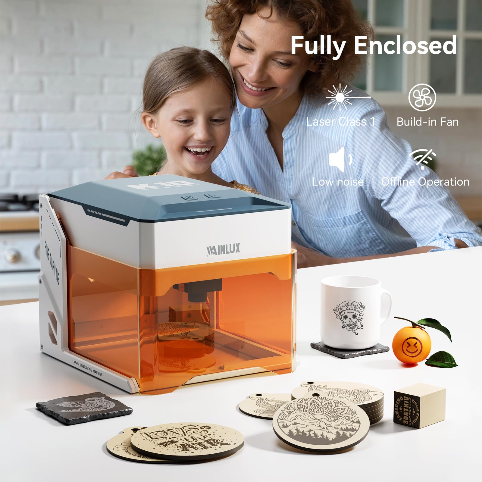 WAINLUXPRO K10 3W Laser Engraver Machine, Mini Laser Engraving Machine for Wood Leather Silicone Paper Glass Acrylic Cloth, Grabadora Láser, Engraver Laser Class1