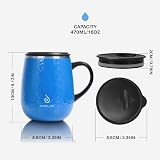 Ideus 16 oz Insulated Coffee Mug with Handle Lid Leopard Blue view 5