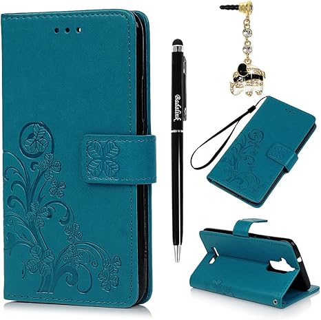 Asus Zenfone 3 Max Case Zc5tl Case Slim Fit Wallet Case Flip Kickstand 3d Embossed Clovers Premuim Pu Leather Case With Shock Absorption Tpu Inner Cover Dust Plug Stylus Pen By Badalink Blue Amazon Com