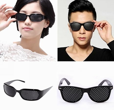 Set Di 2 Occhiali A Foro Stenopeico Occhiali Buco Nero Per La Formazione Degli Occhi Per Rilassarsi Pinhole Occhiali Occhiali Griglia Con Le Braccia Pieghevoli Amazon It Sport E Tempo Libero