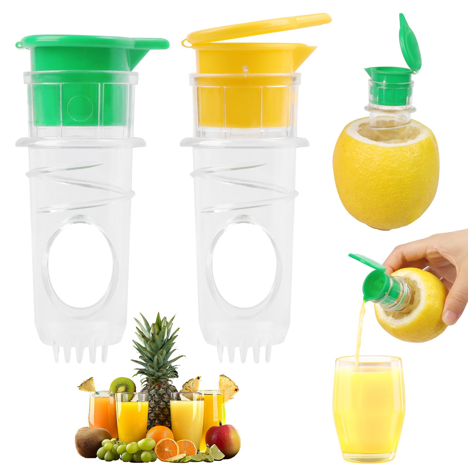Photo 1 of 2Pcs Lemon Squeezer New Screw Top Lemon Squeezer Manual Juicer with Built-In Filter Lemon Press Portable Orange Citrus Squeezer for Lime Squeezer for Cocktails Drinks (Green+Yellow?
