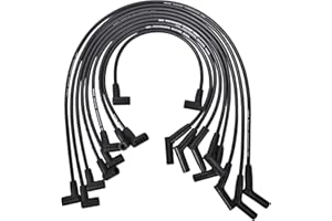 RLP Silicone Spark Plug Wires Set 8.0mm Black Replacement for SBF Small Block Ford Valve Cover Wires 221 255 260 289 302 351W Fits HEI Distributor Caps with Coil Wire