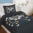 Kaleido Space Twin Kids Comforter Set - 5 Pieces Twin Bedding Sets for Boys Girls Teen, Glow in The Dark Gamer Bed in A Bag with Sheets