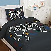 KALEIDOSPACE Kids Bedding Sets for Boys Girls, Glow in The Dark 5 Piece Gamer Twin Bed in A Bag, Ultra Soft Microfiber Kids B