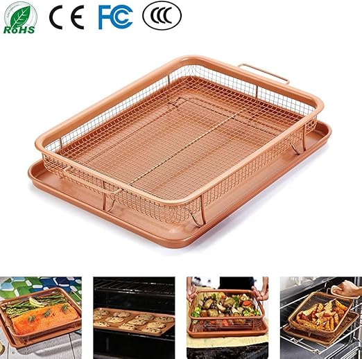 Copper Crisper - Sartén antiadherente para horno de 2 piezas ...