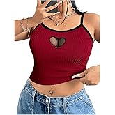SOLY HUX Women's Plus Size Goth Cami Crop Tops Contrast Mesh Spaghetti Strap Summer Top