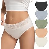 Leduofour Cotton Underwear for Women Lace Panties Soft Stretch Breathable Briefs Pack