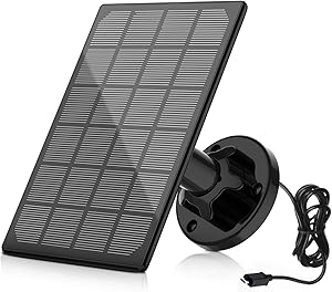 A-ZONE Solar Panel Compatible with Outdoor Solar Powered Wireless Camera Powering Your Solar Battery Camera Continuously, Black