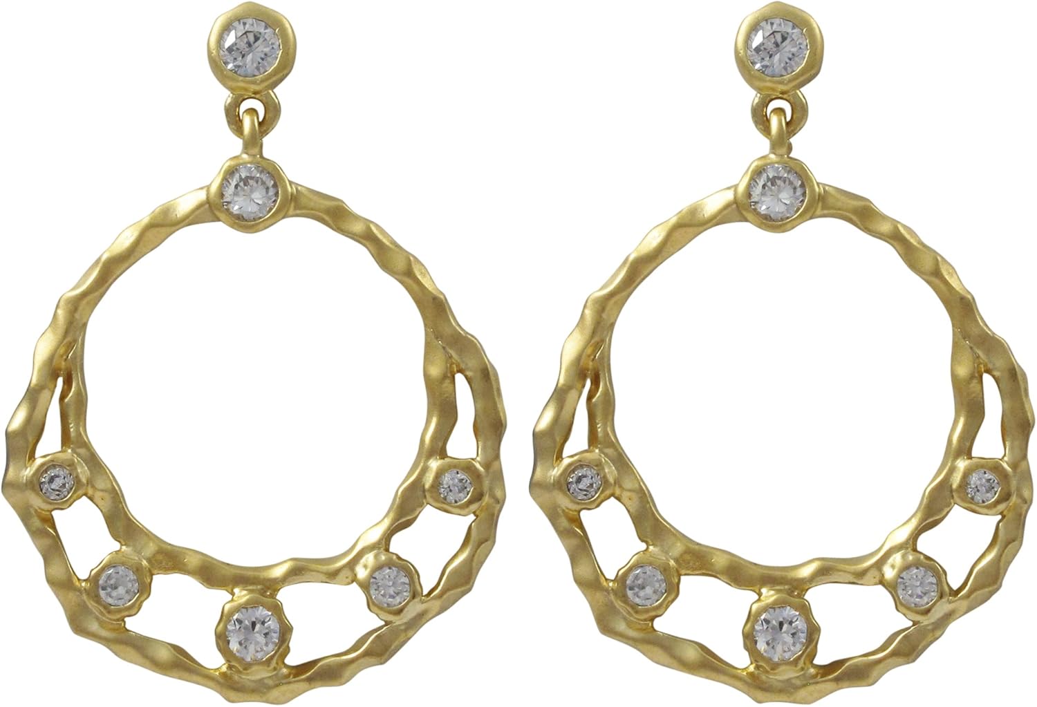 GRACE HARPER Hammered Gold Finish Cubic Zirconia Open