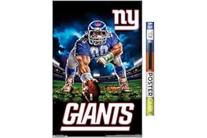 Trends International NFL New York Giants - 3 Point Stance 19 Wall Poster, 22.375" x 34", Premium Poster & Clip Bundle