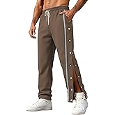 TAFLE Men's Youth Tear Away Sweatpants Loose Fit Snap Button Athletic Jogger Basketball Pants with Pockets