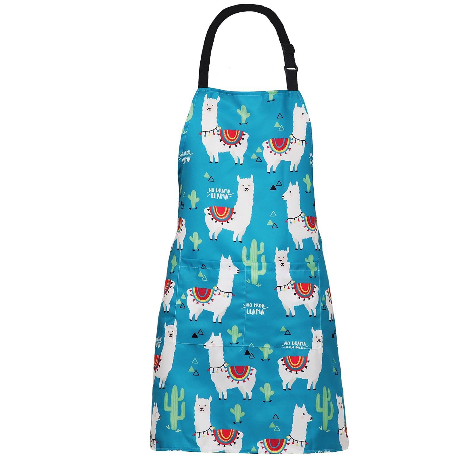 XIEJINJIA Adjustable Canvas Apron Long Ties with 2 Pockets Kitchen Cooking Baking Gardening Painting Aprons for Women Men (Llama)