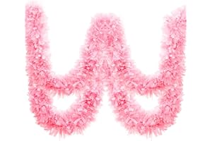 Ceenna 150 Feet Christmas Tinsel Garland Metallic Twist Garland Shiny Hanging String Ornaments for Christmas Tree Party Supplies Indoor and Outdoor Decoration(Pink)