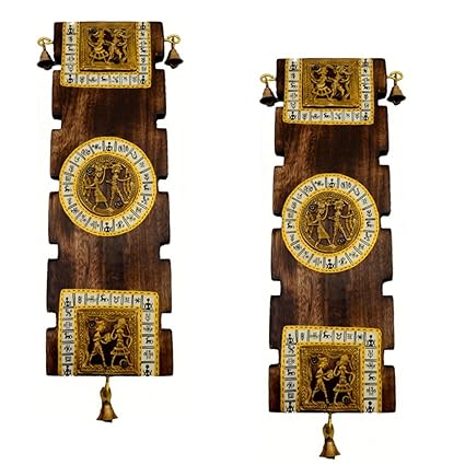 ExclusiveLane Dhokra & Warli Handpainted Wooden Decorative Wall Hanging Set -Wall Décor Home Decorative Gift Item