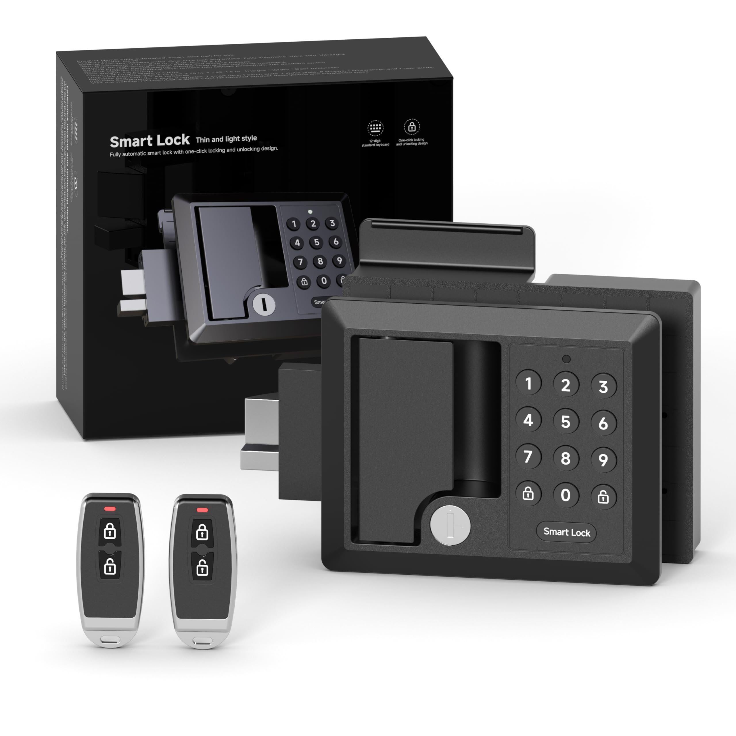 Photo 1 of Full Aluminum Keyless RV Door Lock | 4-in-1 Smart Camper Door Lock with Keypad, Remote & Keys, Heavy-Duty for Trailers & Campers