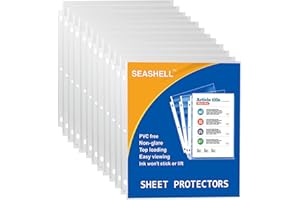 Seashell 100 Economy Non-Glare Sheet Protectors, Plastic Page Protectors for 3 Ring Binder, Letter Size, Top Loading, 3 Hole Punched, Binder Sleeves for 8.5 x 11 Paper, for School and Office use…