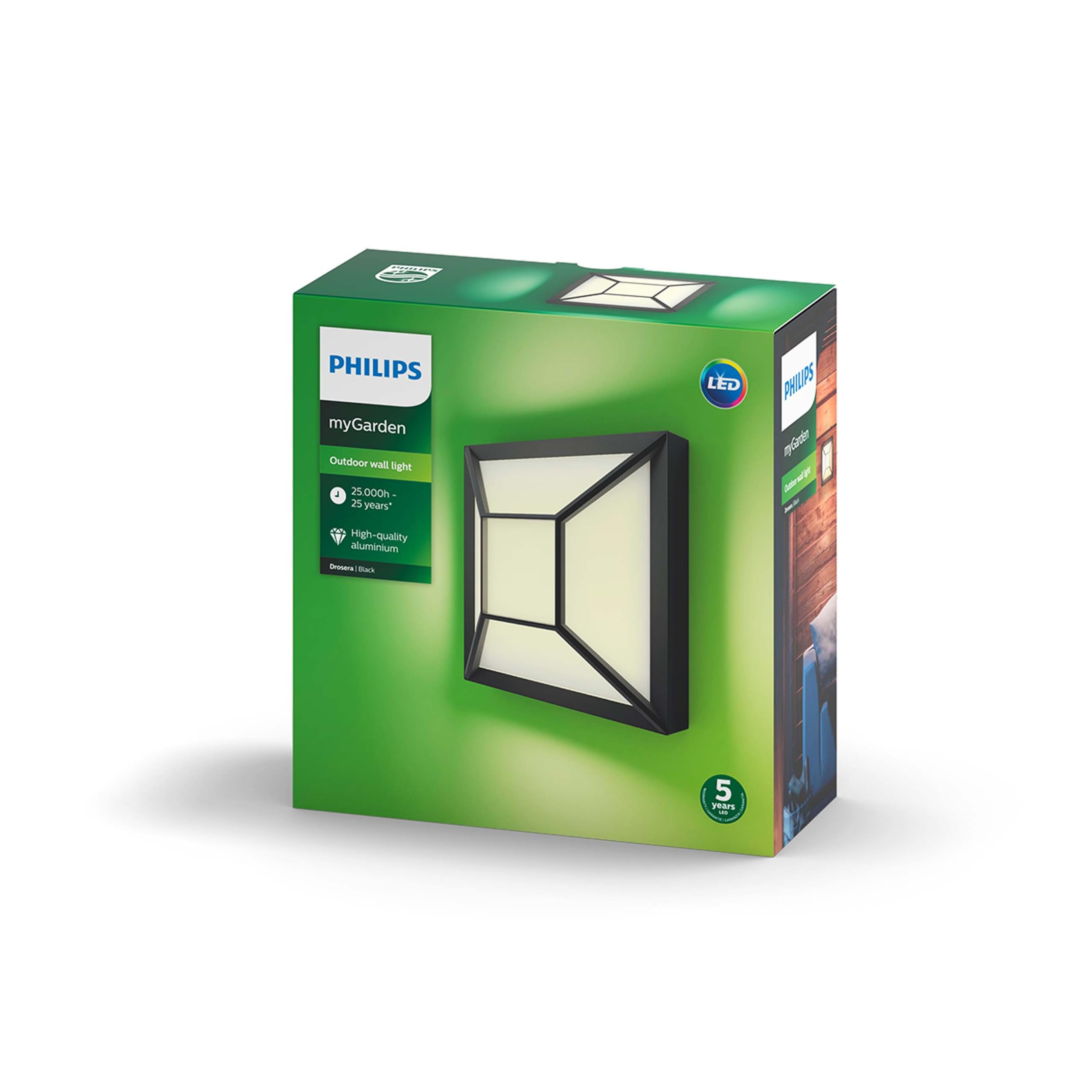 Philips myGarden LED Wall Light, Replaceable Bulb, Garden Light, Aluminium Plastic, Black, 12 W, 230 V