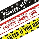 Halloween Decorations Halloween Caution Tape Fright Warning Tape Halloween Tape Bundle Creepy Banner Party Decor for Haunted Houses, Party, Door, Danger Areas Decor 3PCS (2.6Inch x 30Ft Each)(I241-8)