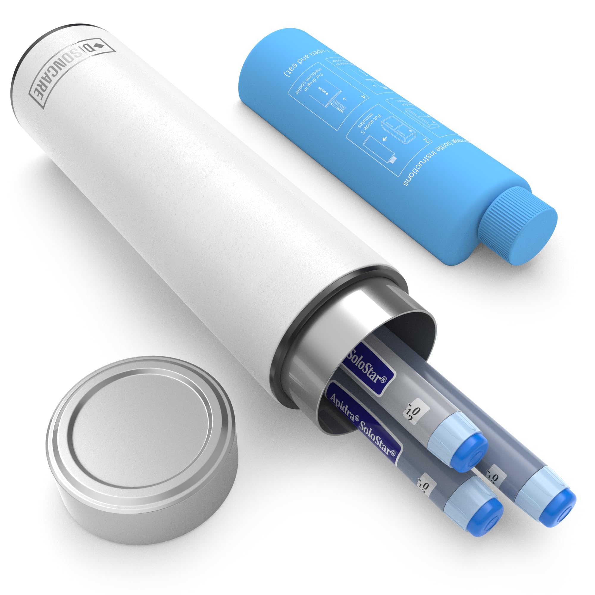 DISONCARE 60H Insulin Pens Cooler Travel Case Medicine Cooler for Travel TSA Approved EpiPen Carry Case with 2 Biogel Ice Pack Diabetic Trave with QR Medical Tag(Polar White)