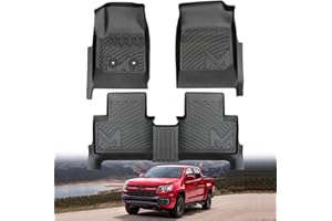 CMVT AUTO TPE Automotive Floor Mats Custom for 2015-2022 Chevy Colorado/GMC Canyon Crew Cab, All Weather Cover Protection Waterproof Black Floor Liner Front & Rear Row Full Set Car Mats, 3PCS