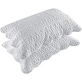 BOSOWOS Standard Size Pillow Shams Set of 2, Ultra Soft Breathable 20 x 26 Inches Quilted Pillow Cases Envelope Closure for Sleeping, Decorative Microfiber Bed Pillowcases Easy Care, White
