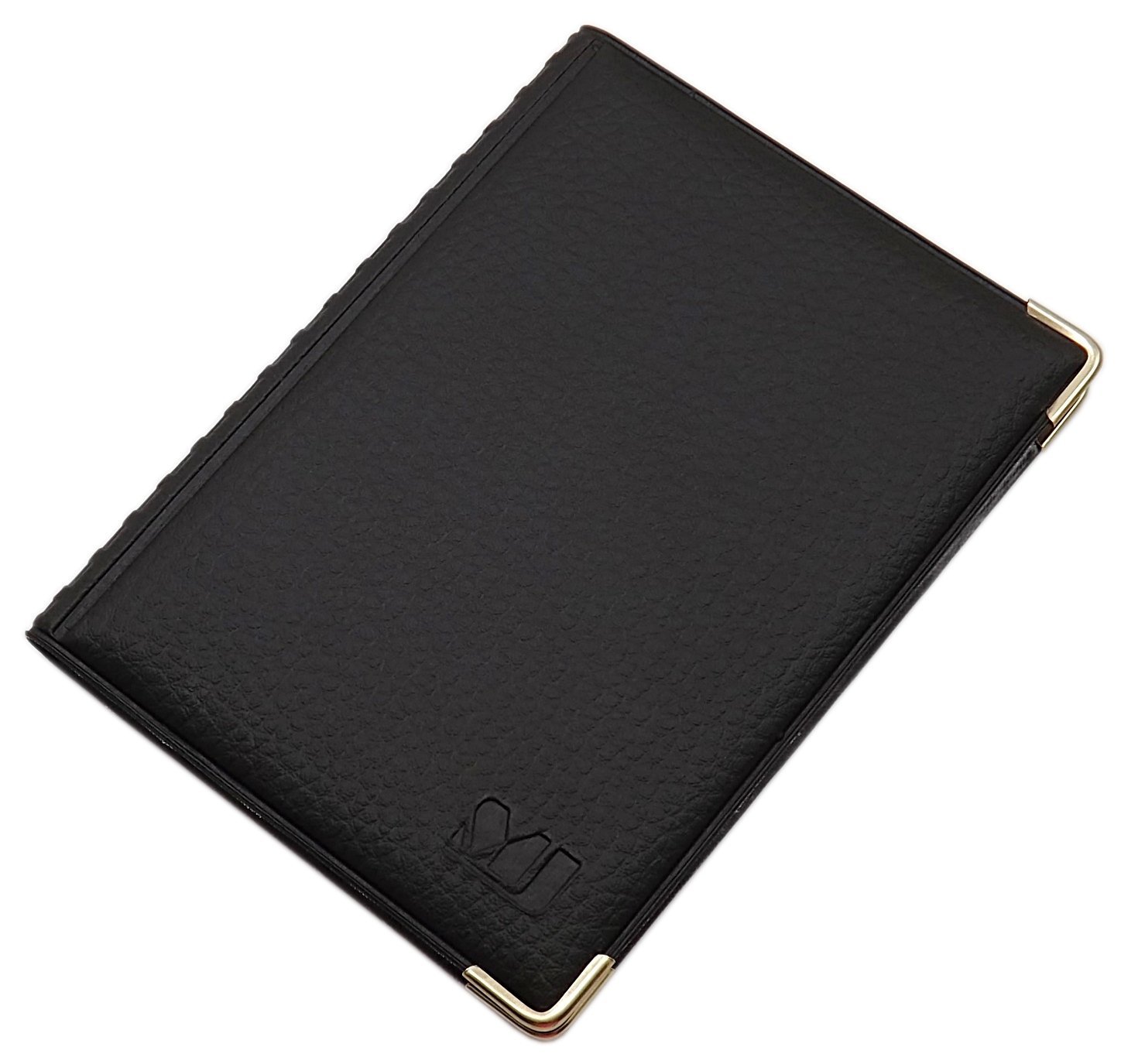 myledershop ID and Credit Card Holder with Metal Corners 12 Pockets (Design 3 / Black)