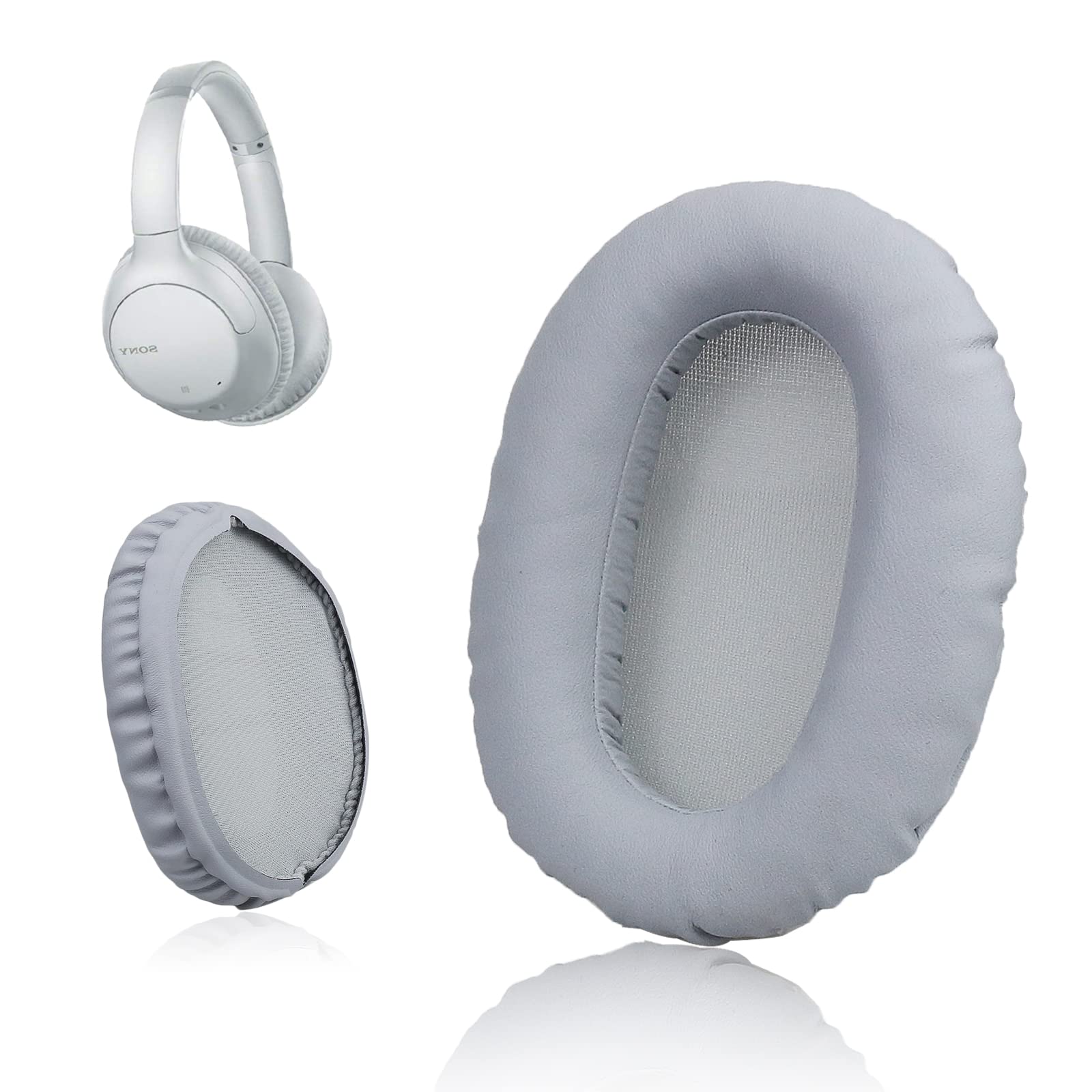 Krone Kalpasmos Replacement Earpads Compatible with Sony WH-CH700N, WH-CH710N, Protein Leather Memory Foam Replacement Ear Cushion, White
