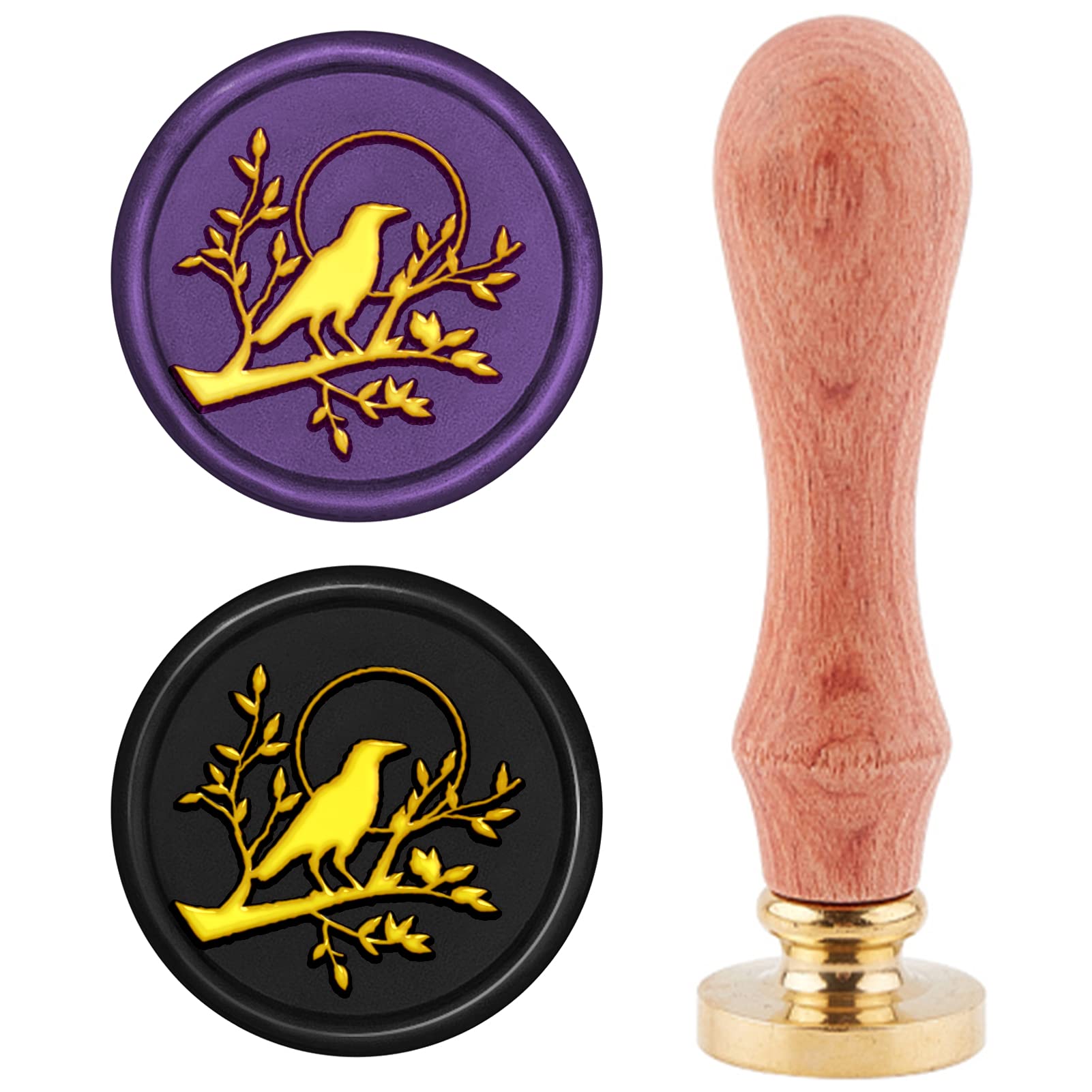 CRASPIRE Wax Seal Stamp Bird on Branch, Sealing Wax Stamp Retro Wood Stamp Wax Seal 25mm Removable Brass Head Wood Handle for Party Wedding Invitation Envelope Greeting Card Wine Bottle Decor