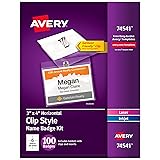 Avery Customizable Name Badges with Clips, 3" x
