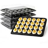 Shellwei 5 Pack Extra Large Deviled Egg Containers with Lids, Food Grade | Holds 120 Eggs Total (24 Each), Disposable Deviled Egg Tray Stackable Platters Trays for Party, Holiday &amp; Fridge Storage