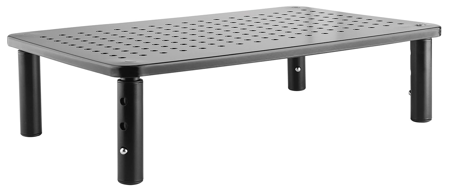 Premium PC Monitor &amp; Laptop Stand with Sturdy, Stable Black Metal Construction. Fashionable Riser is Height Adjustable with Non-Skid Rubber. Perfect for Computer Monitor, iMac Stand, or Computer Shelf