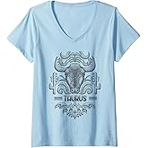 Womens Taurus Taurus Vintage Retro Zodiac Sign V-Neck T-Shirt