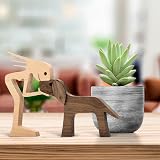 AWAVM Wooden Dog Puppy Family Carving Ornament Sculpture Handmade Beech Wood view 4