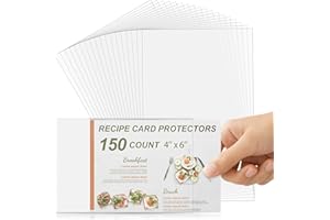 Lot de 150 protecteurs de cartes de recettes – Housses de cartes de recettes imperméables et résistantes à l'huile pour carte