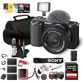 Sony ZV-E10 Mirrorless Camera with 16-50mm Lens &amp; APS-C (Black) Bundle | For Photography &amp; Video | APS-C Sensor | Compact Creator Tool + 64GB Memory Card + 2x NPF-W50 Batteries + Photo Software