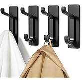 Self Adhesive Hooks for Hanging, Waterproof Towel Hook for Bathroom, Black Wall Hanger for Shower, Coat, Door, Robe, Sticky a